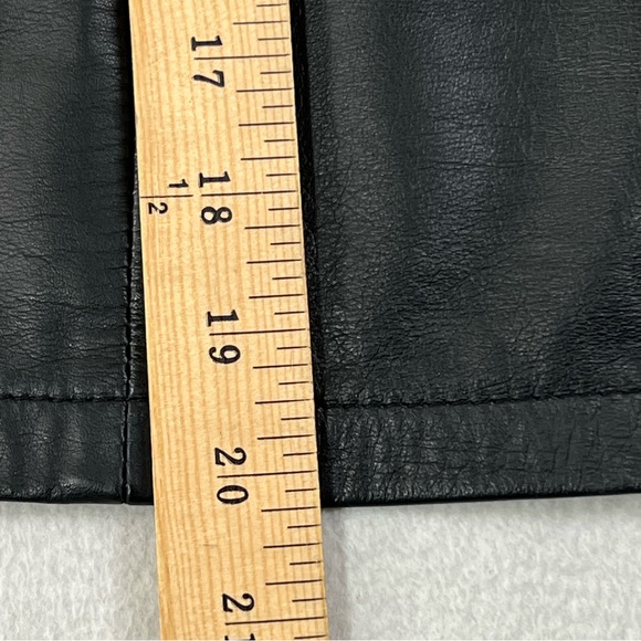 Jacqueline Ferrar Genuine Leather Skirt Women's 14P Black Vintage Slit Lined - Picture 6 of 17